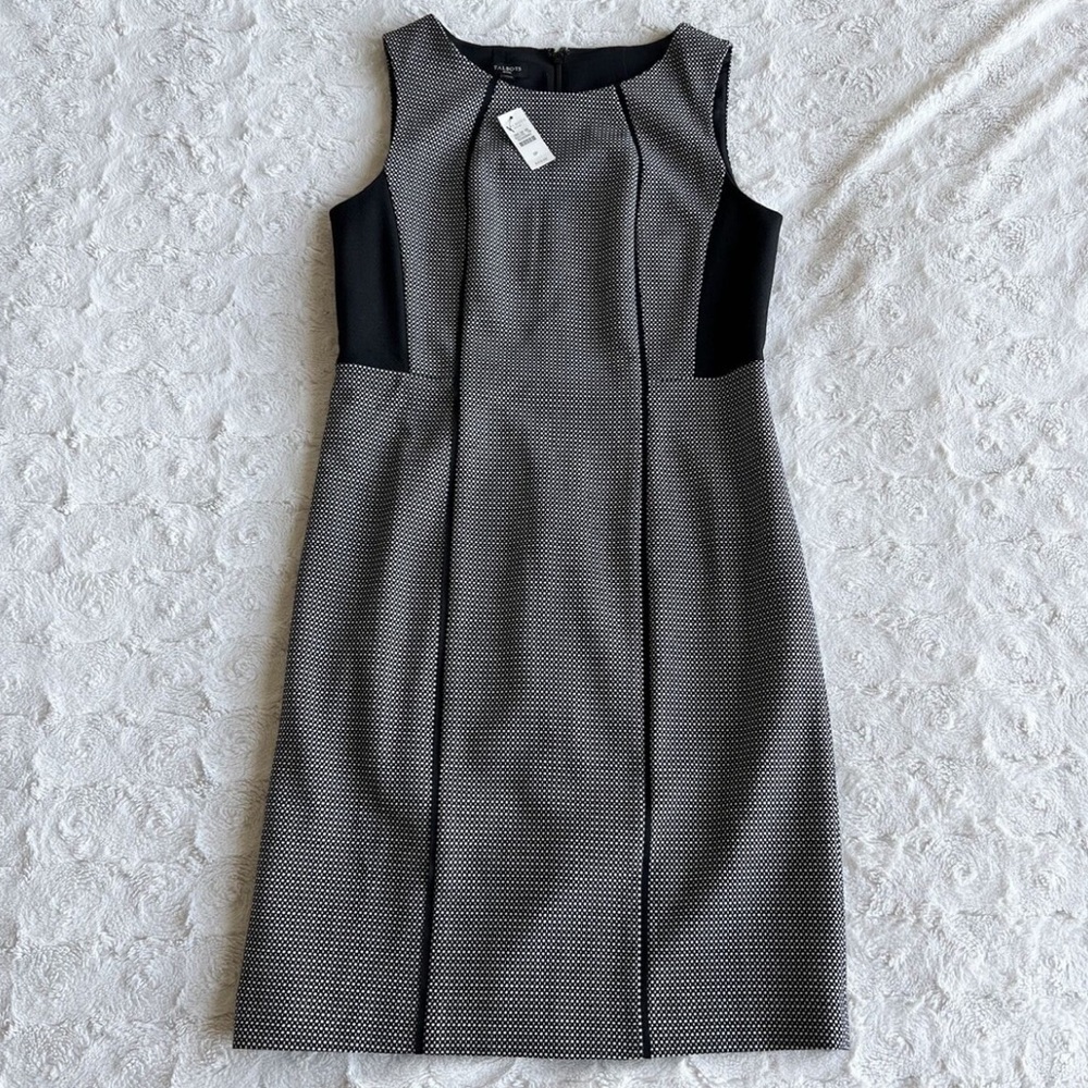 NWT Talbots work shift dress black and white with panels size 6